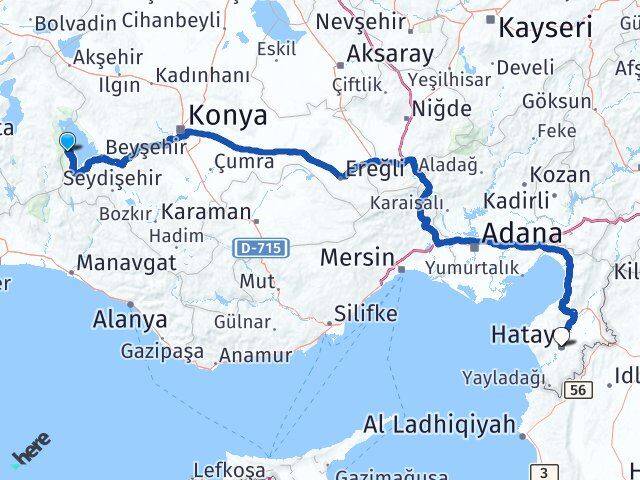 Isparta Yenişarbademli Hatay Arası Kaç Km - Yol Haritası