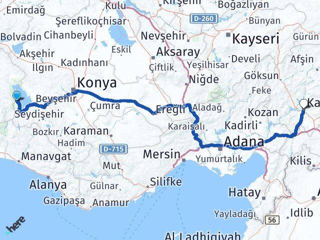 Isparta Yenişarbademli Kahramanmaraş Arası Kaç Km - Yol Haritası