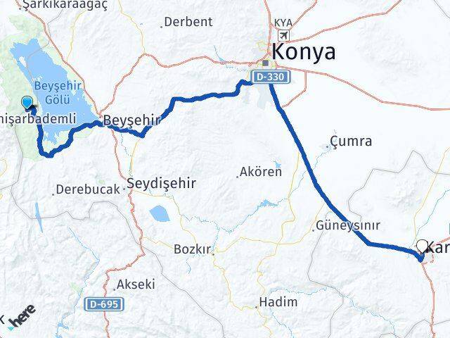 Isparta Yenişarbademli Karaman Arası Kaç Km - Yol Haritası