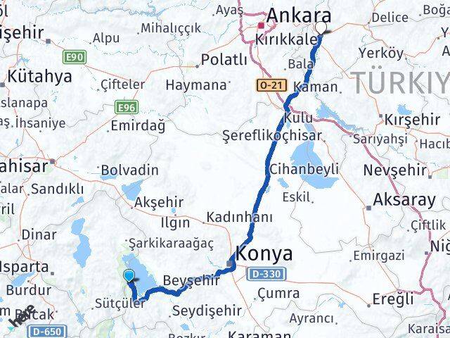 Isparta Yenişarbademli Kırıkkale Arası Kaç Km - Yol Haritası