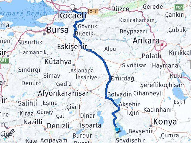 Isparta Yenişarbademli Kocaeli Arası Kaç Km - Yol Haritası