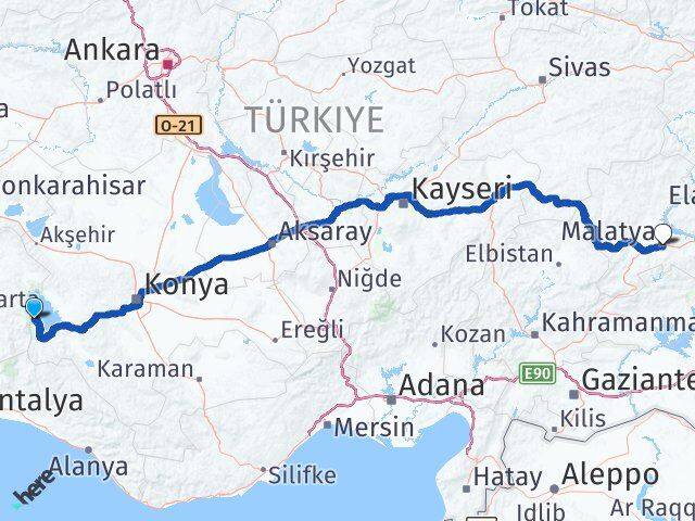 Isparta Yenişarbademli Malatya Arası Kaç Km - Yol Haritası