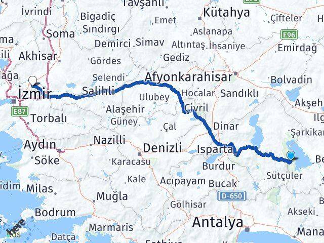 Isparta Yenişarbademli Manisa Arası Kaç Km - Yol Haritası