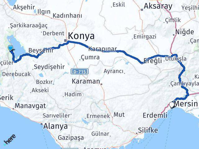 Isparta Yenişarbademli Mersin Arası Kaç Km - Yol Haritası