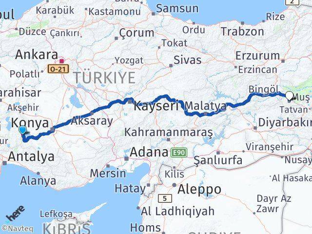 Isparta Yenişarbademli Muş Arası Kaç Km - Yol Haritası