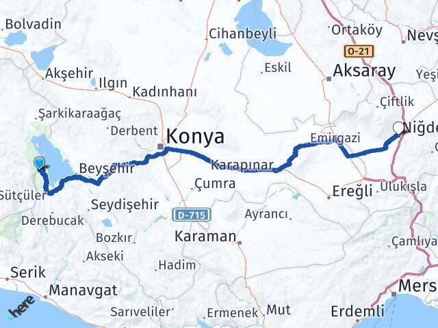 Isparta Yenişarbademli Niğde Arası Kaç Km - Yol Haritası