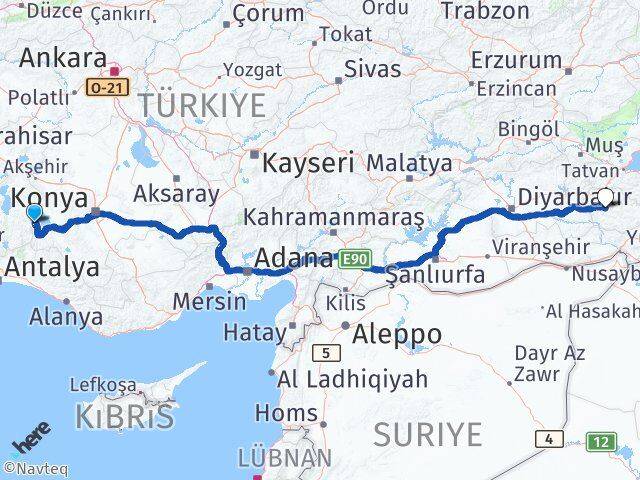 Isparta Yenişarbademli Siirt Arası Kaç Km - Yol Haritası