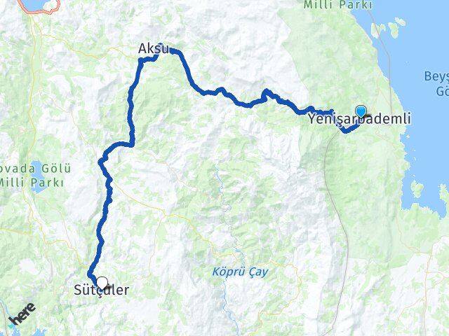 Isparta Yenişarbademli Sütçüler Arası Kaç Km - Yol Haritası