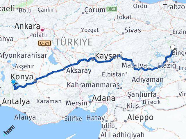 Isparta Yenişarbademli Tunceli Arası Kaç Km - Yol Haritası