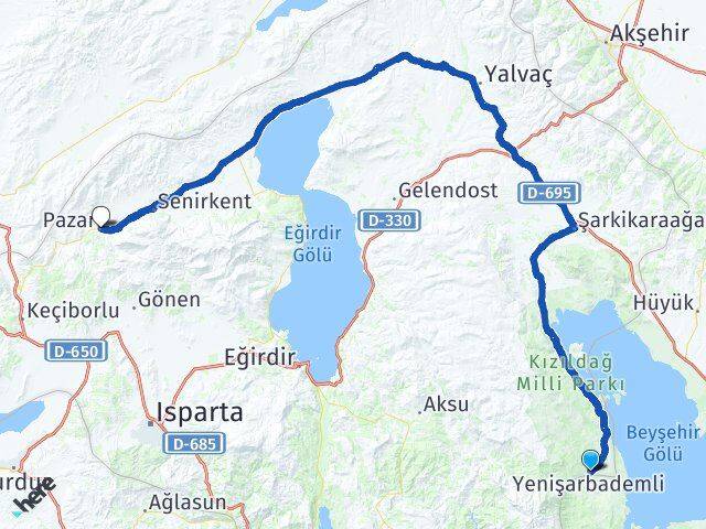 Isparta Yenişarbademli Uluborlu Arası Kaç Km - Yol Haritası