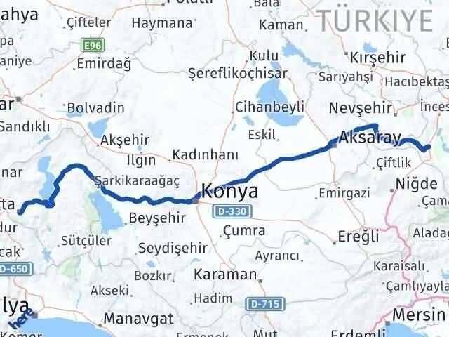 Isparta Yeşilhisar Kayseri Arası Kaç Km - Yol Haritası