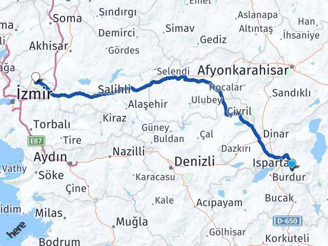 Isparta Yunusemre Manisa Arası Kaç Km - Yol Haritası