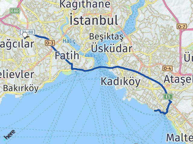 İstanbul Adalar Kınalıada Esenler Arası Kaç Km - Yol Haritası