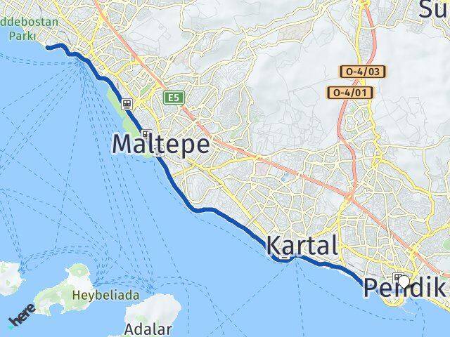 İstanbul Adalar Kınalıada Pendik Arası Kaç Km - Yol Haritası