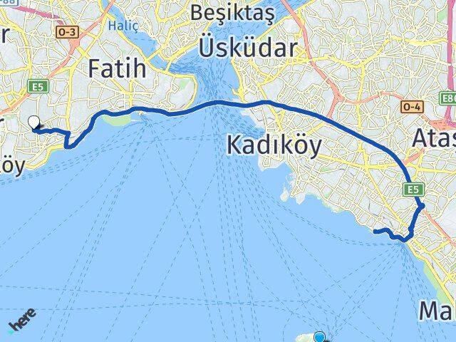 İstanbul Adalar Kınalıada Zeytinburnu Arası Kaç Km - Yol Haritası