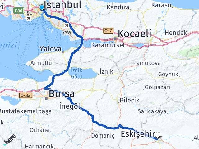 İstanbul Anadolu Üniversitesi Arası Kaç Km - Yol Haritası