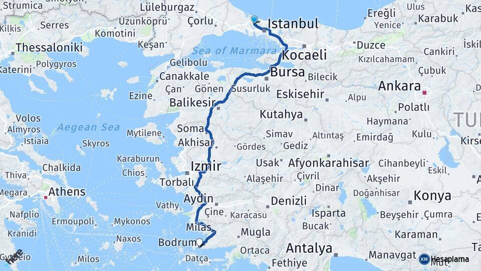 İstanbul Arnavutköy Bodrum Muğla Arası Kaç Saat? Yol Haritası, Yakıt, Rota ve Mesafe Hesaplama İstanbul Arnavutköy Bodrum Muğla Arası Kaç Km? Kaç Saat? Yol Haritası