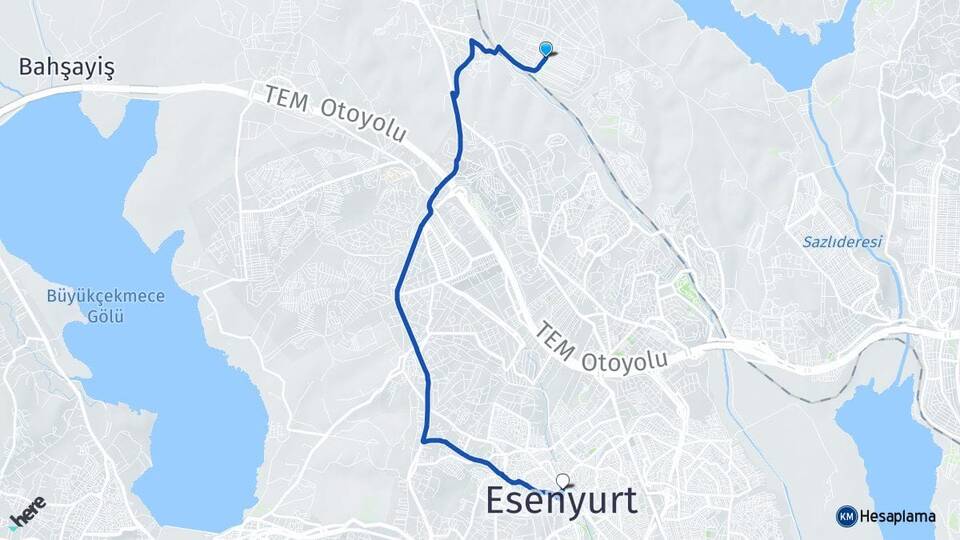 İstanbul Arnavutköy Deliklikaya Esenyurt Arası Kaç Km - Yol Haritası