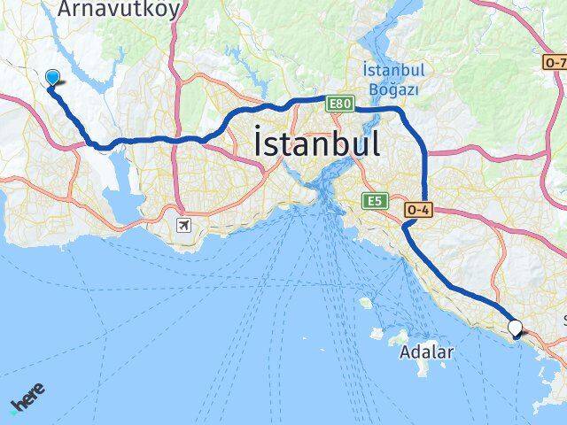 İstanbul Arnavutköy Deliklikaya Pendik Arası Kaç Km - Yol Haritası