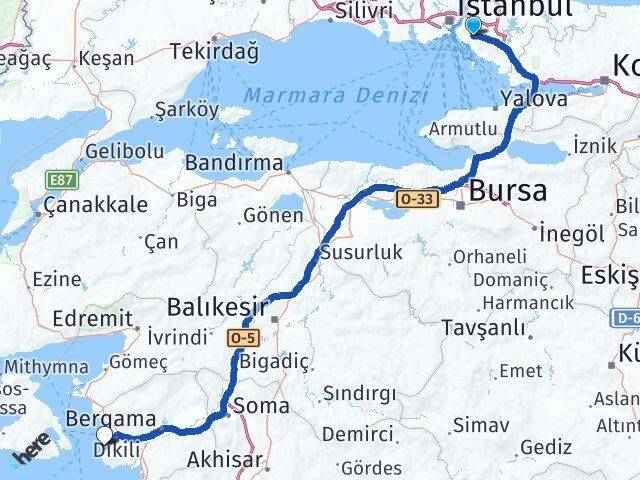 İstanbul Ataşehir Bademli Dikili İzmir Arası Kaç Km - Yol Haritası