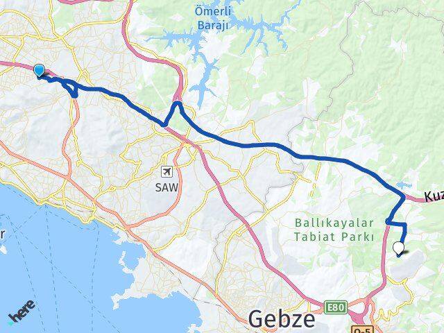 İstanbul Ataşehir Ferhatpaşa Demirciler Dilovası Kocaeli Arası Kaç Km - Yol Haritası