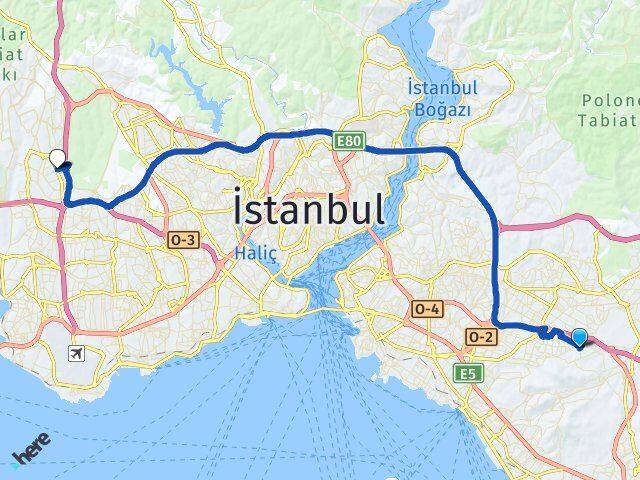 İstanbul Ataşehir Ferhatpaşa İkitelli OSB Başakşehir Arası Kaç Km - Yol Haritası