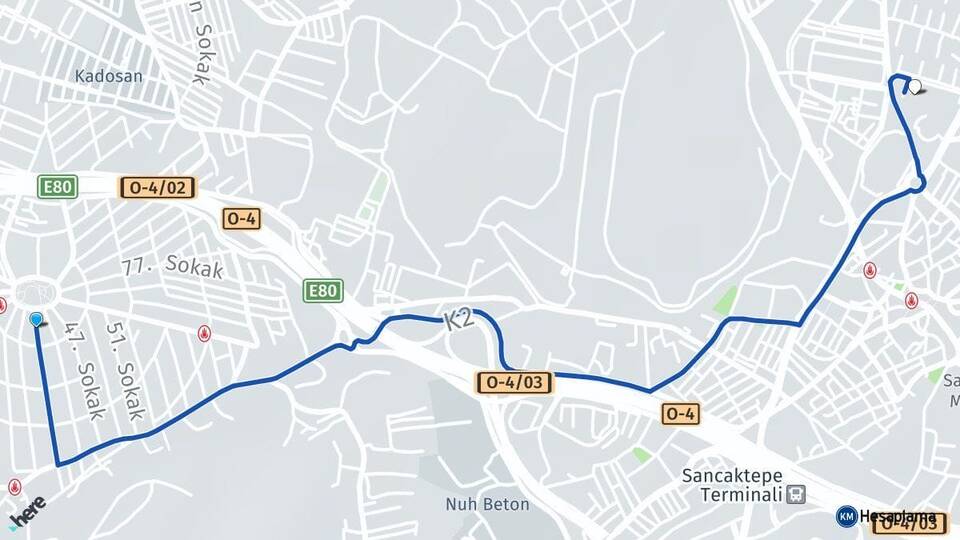 İstanbul Ataşehir Ferhatpaşa Samandıra Sancaktepe Arası Kaç Km - Yol Haritası