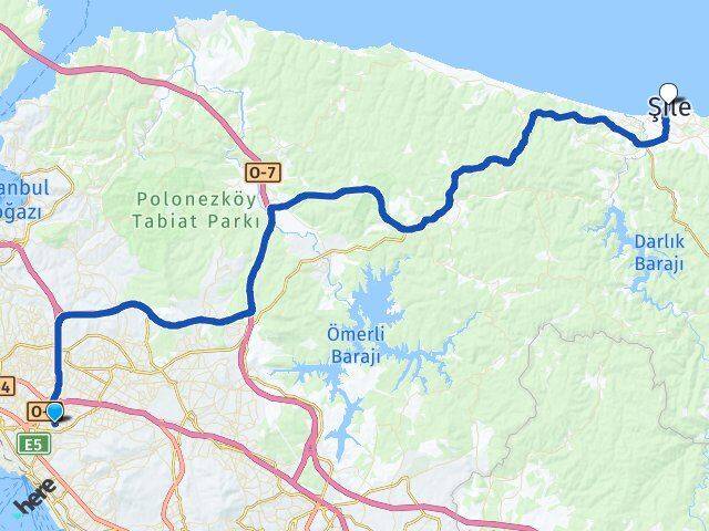 İstanbul Ataşehir Küçükbakkalköy Şile Arası Kaç Km - Yol Haritası
