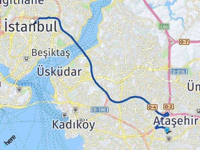 İstanbul Ataşehir Küçükbakkalköy Şişli Arası Kaç Km - Yol Haritası