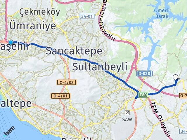 İstanbul Ataşehir Okan Üniversitesi Arası Kaç Km - Yol Haritası