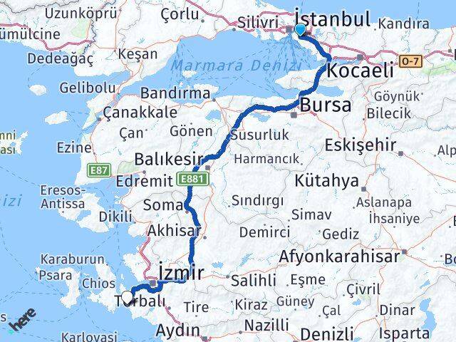 İstanbul Ataşehir Sığacık Seferihisar İzmir Arası Kaç Km - Yol Haritası