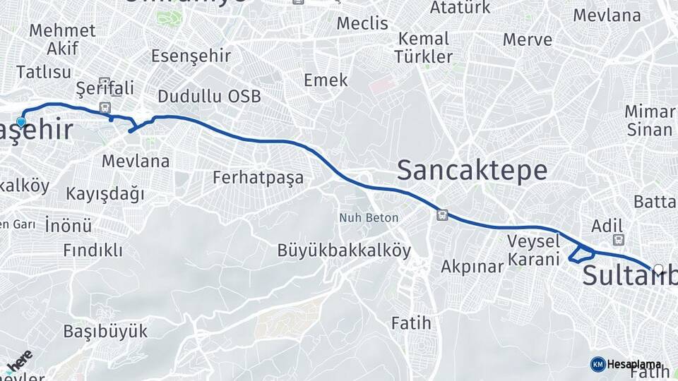 İstanbul Ataşehir Sultanbeyli Arası Kaç Km - Yol Haritası