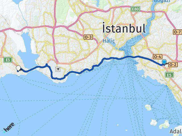 İstanbul Ataşehir Yenisahra Avcılar Arası Kaç Km - Yol Haritası
