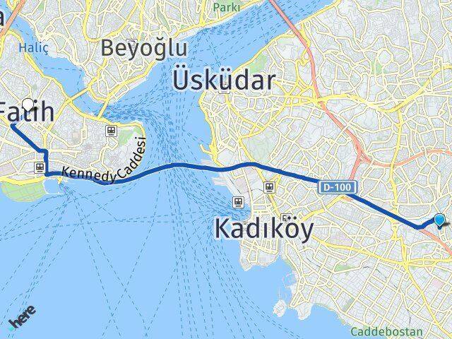 İstanbul Ataşehir Yenisahra Fatih Arası Kaç Km - Yol Haritası
