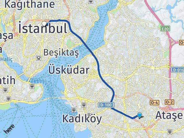 İstanbul Ataşehir Yenisahra Şişli Arası Kaç Km - Yol Haritası