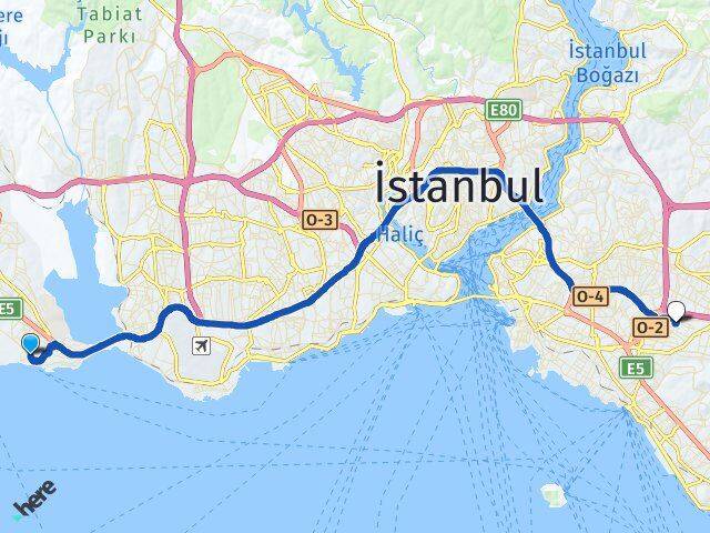 İstanbul Avcılar Ambarlı Ataşehir Arası Kaç Km - Yol Haritası