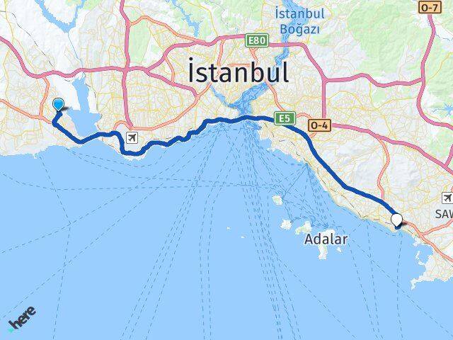 İstanbul Avcılar Firuzköy Pendik Arası Kaç Km - Yol Haritası