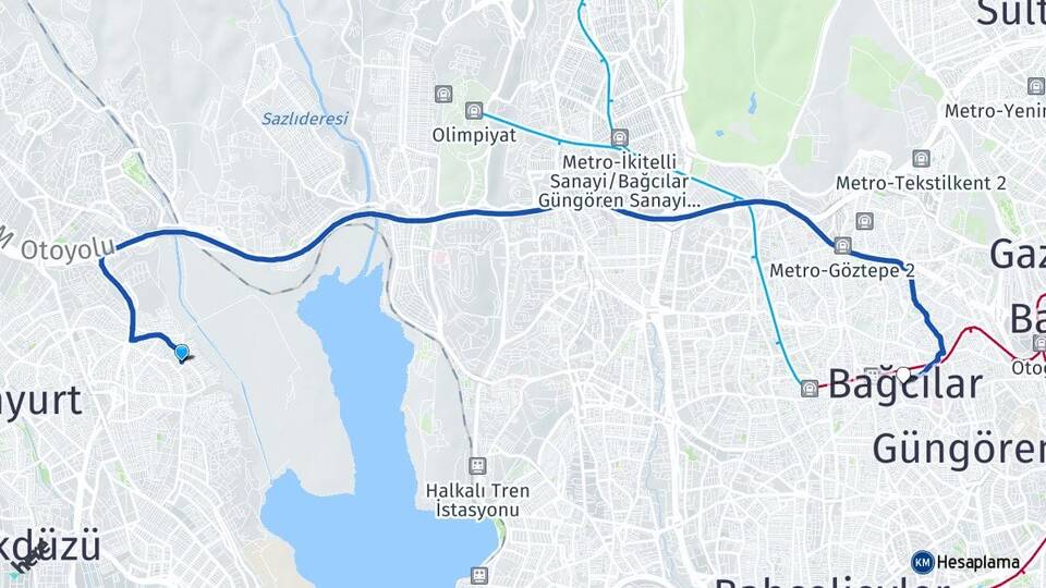 İstanbul Avcılar Yeşilkent Bağcılar Arası Kaç Km - Yol Haritası