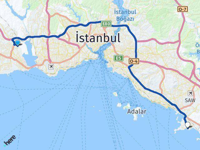 İstanbul Avcılar Yeşilkent Tuzla Arası Kaç Km - Yol Haritası