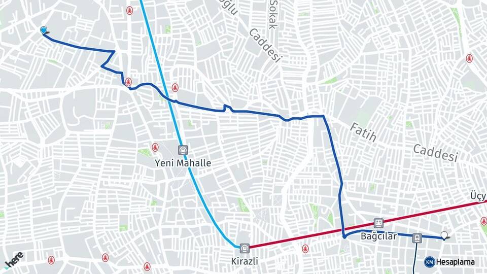 İstanbul Bağcılar Mahmutbey Bağcılar Arası Kaç Km - Yol Haritası