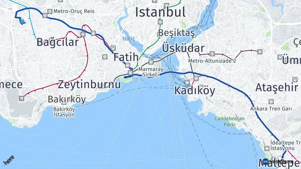 İstanbul Bağcılar Mahmutbey Maltepe Arası Kaç Km - Yol Haritası