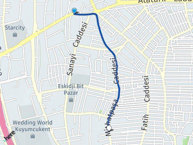 İstanbul Bahçelievler Yenibosna Çobançeşme Bahçelievler Arası Kaç Km - Yol Haritası