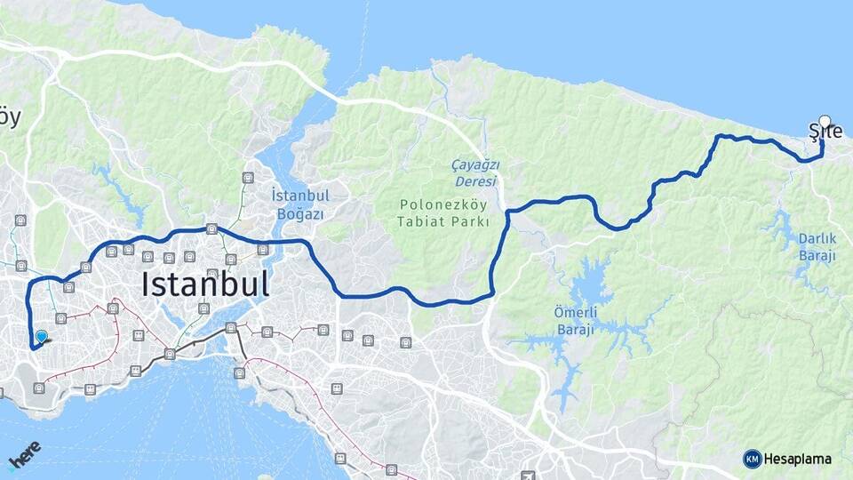 İstanbul Bahçelievler Yenibosna Şile Arası Kaç Km - Yol Haritası
