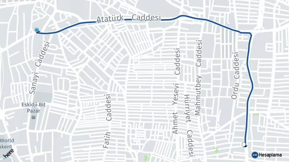 İstanbul Bahçelievler Yenibosna Şirinevler Bahçelievler Arası Kaç Km - Yol Haritası