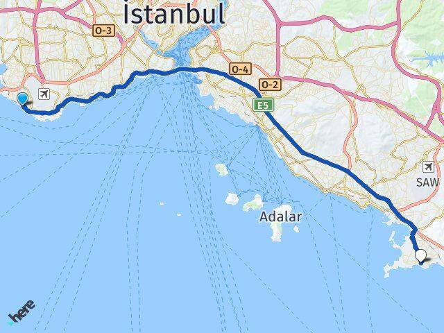 İstanbul Bakırköy Florya Tuzla Arası Kaç Km - Yol Haritası