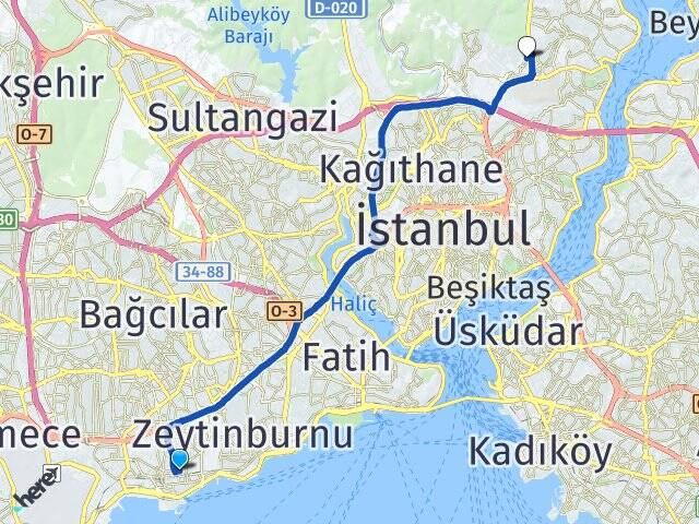 İstanbul Bakırköy Maslak Sarıyer Arası Kaç Km - Yol Haritası