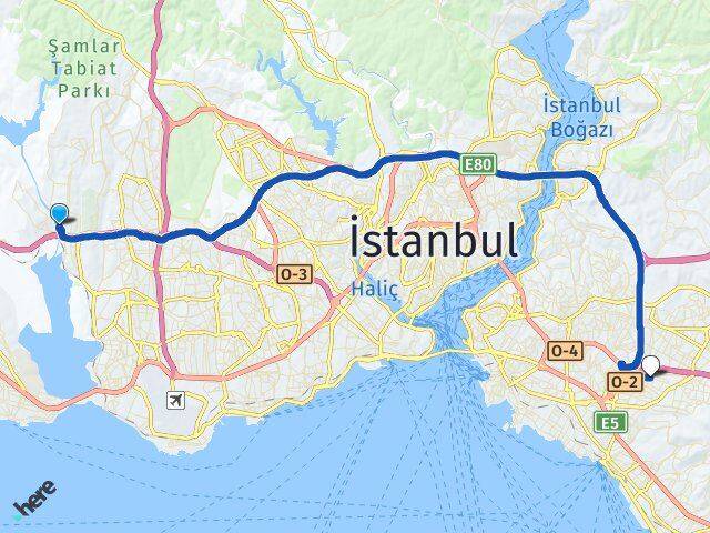 İstanbul Başakşehir Altınşehir Ataşehir Arası Kaç Km - Yol Haritası