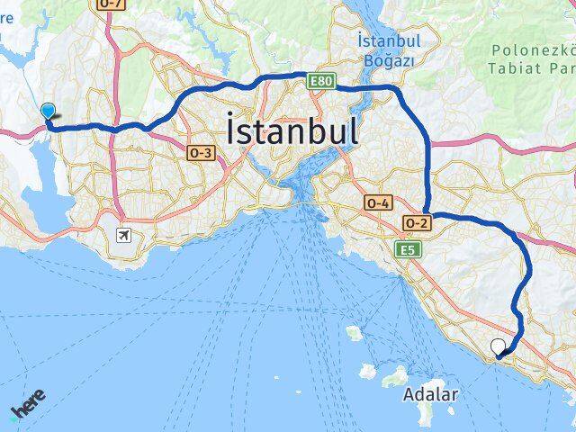 İstanbul Başakşehir Altınşehir Kartal Arası Kaç Km - Yol Haritası