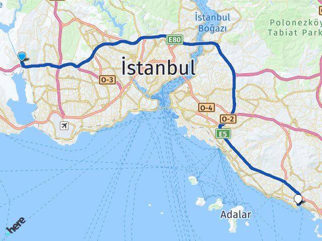 İstanbul Başakşehir Altınşehir Pendik Arası Kaç Km - Yol Haritası