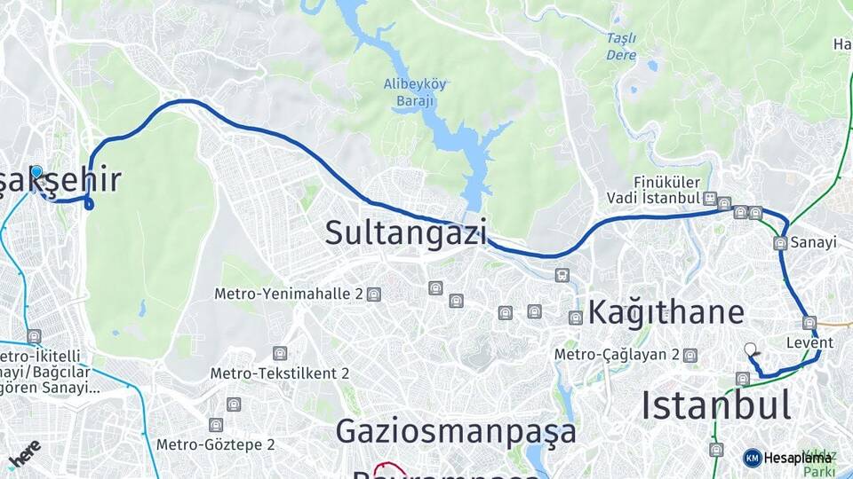 İstanbul Başakşehir Mecidiyeköy Şişli Arası Kaç Km - Yol Haritası